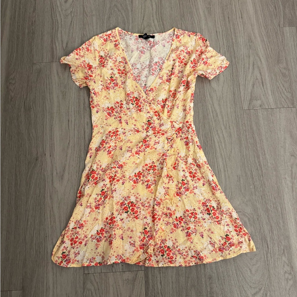 3/$15 Floral Wrap Dress in Yellow and Red